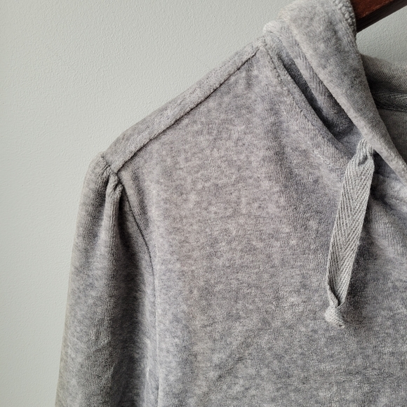 Vintage Y2K Gray Velour/Velvet Zip up Cropped Hoodie Jacket Arizona Large - Picture 4 of 14